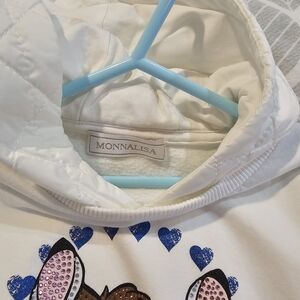 Monnalisa White Hoodie with Pink and Blue Accents